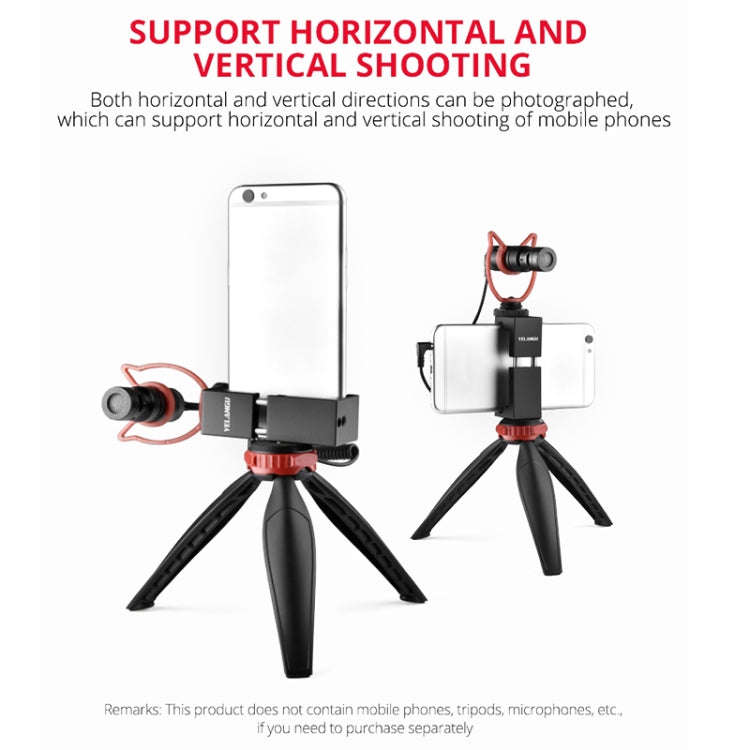 YELANGU PC141 Spring Style Auto Telescopic Phone Holder Bracket with Cold Shoe Base Mount(Black)