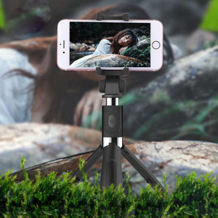 2 in 1 Foldable Bluetooth Shutter Remote Selfie Stick Tripod for iPhone and Android Phones(Black)