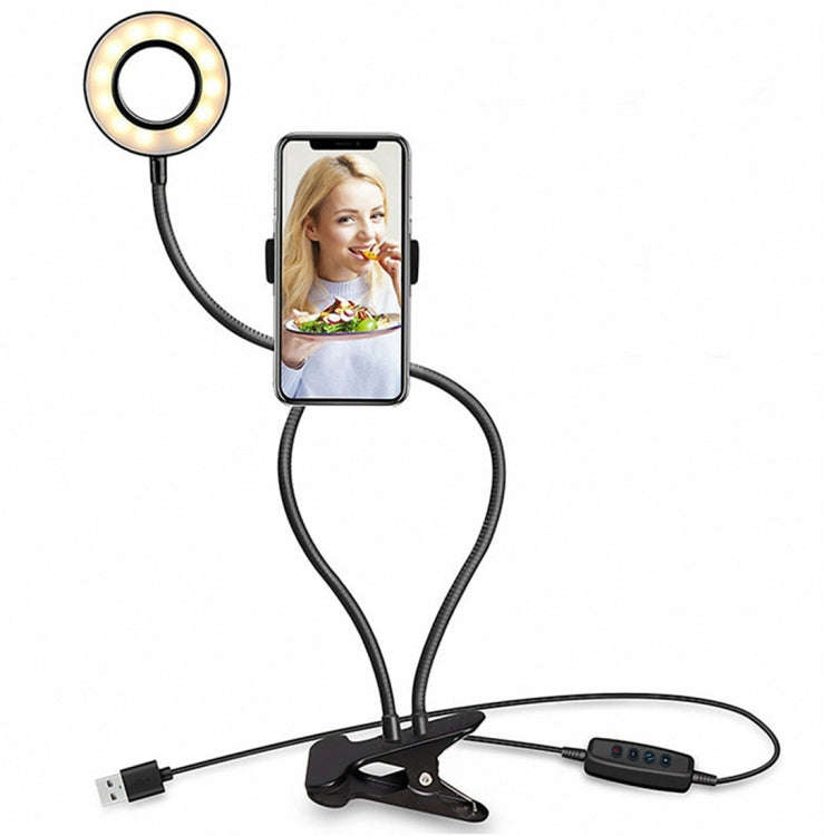 Makeup USB Selfie Ring Light with Clip Lazy Bracket Cell Phone Holder Stand, With 3-Light Mode, 1...