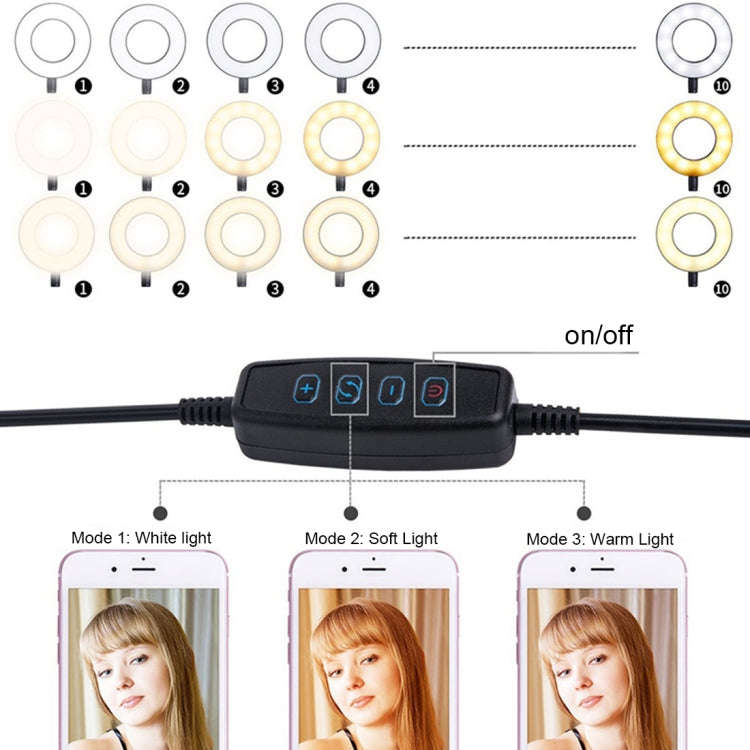 Makeup USB Selfie Ring Light with Clip Lazy Bracket Cell Phone Holder Stand, With 3-Light Mode, 1...
