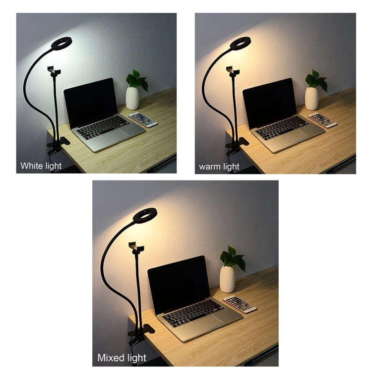 Makeup USB Selfie Ring Light with Clip Lazy Bracket Cell Phone Holder Stand, With 3-Light Mode, 1...