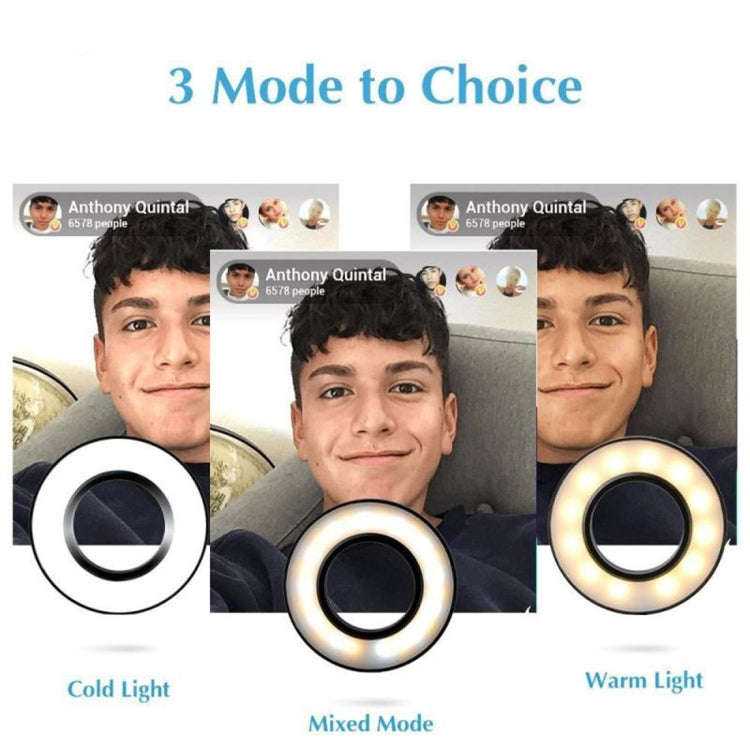 Makeup USB Selfie Ring Light with Clip Lazy Bracket Cell Phone Holder Stand, With 3-Light Mode, 1...