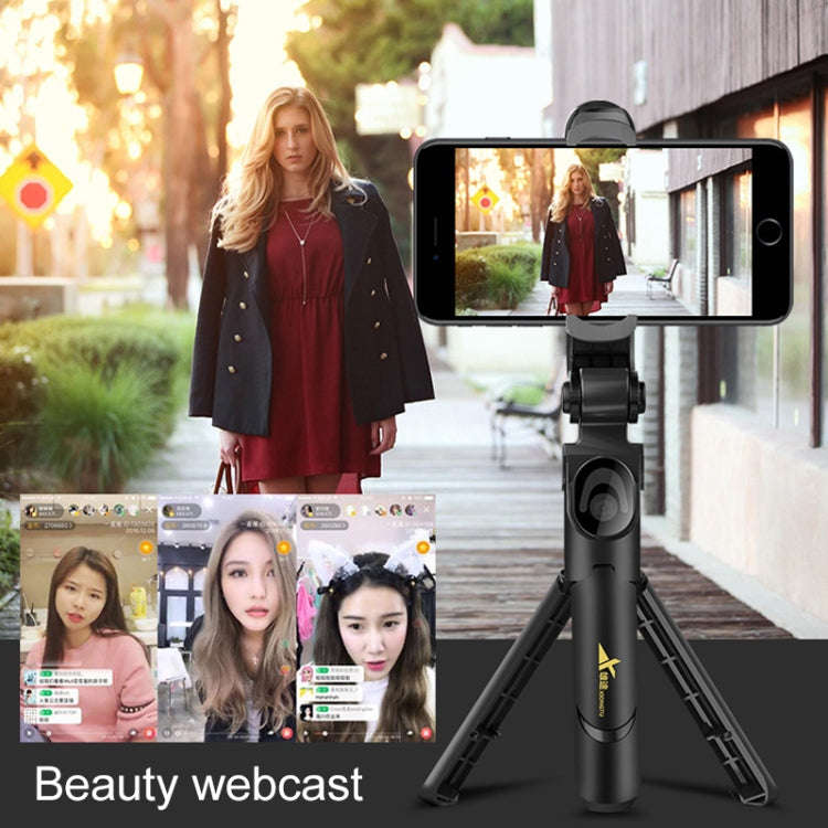 XT-09 Multi-function Live Broadcast Mobile Bluetooth Self-timer Pole Tripod (Black White)