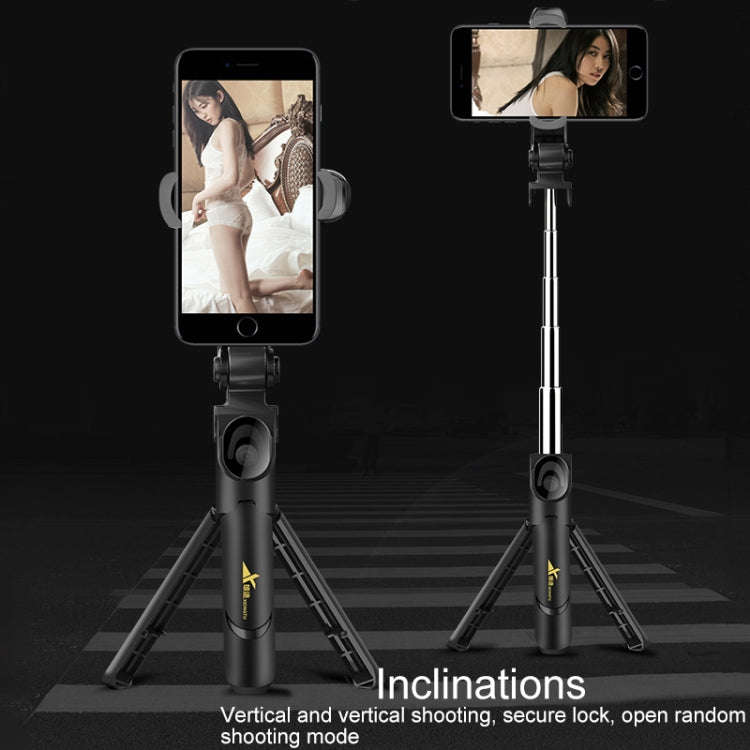 XT-09 Multi-function Live Broadcast Mobile Bluetooth Self-timer Pole Tripod (Black White)
