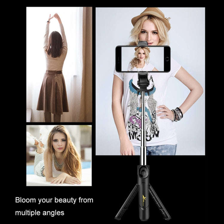 XT-09 Multi-function Live Broadcast Mobile Bluetooth Self-timer Pole Tripod (Black White)