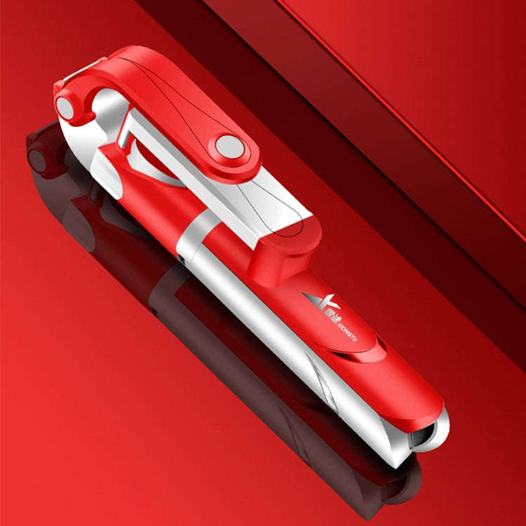 XT-09 Multi-function Live Broadcast Mobile Bluetooth Self-timer Pole Tripod (Red)