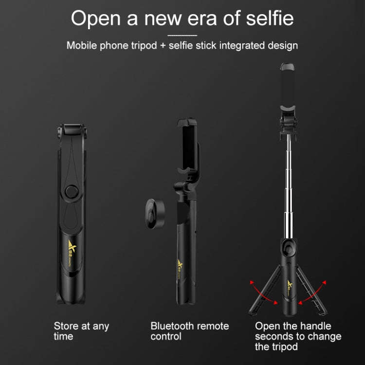 XT-09 Multi-function Live Broadcast Mobile Bluetooth Self-timer Pole Tripod (Yellow)
