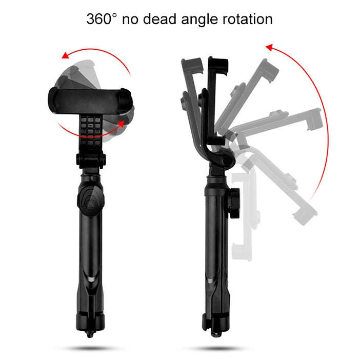 XT10 Multi-function Mobile Live Broadcast Bluetooth Self-timer Pole Tripod (Black)
