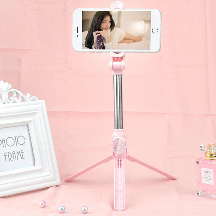 XT10 Multi-function Mobile Live Broadcast Bluetooth Self-timer Pole Tripod (Pink)