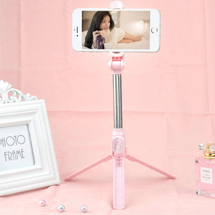 XT10 Multi-function Mobile Live Broadcast Bluetooth Self-timer Pole Tripod (Pink)