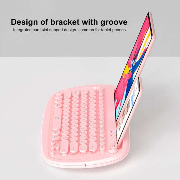 FOETOR K520t Mini Three Modes Wireless Bluetooth Keyboard(Pink)