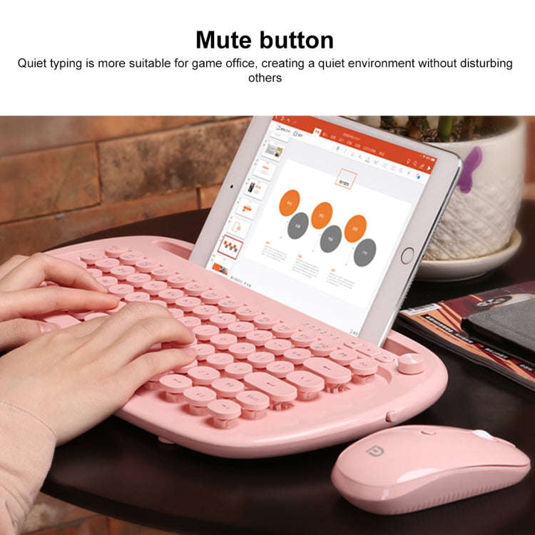 FOETOR K520t Mini Three Modes Wireless Bluetooth Keyboard(Pink)