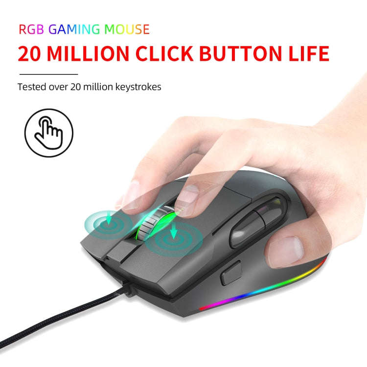 HXSJ A905 8-buttons 7200 DPI Programmable Wired Gaming Mouse, Cable Length: 1.6m