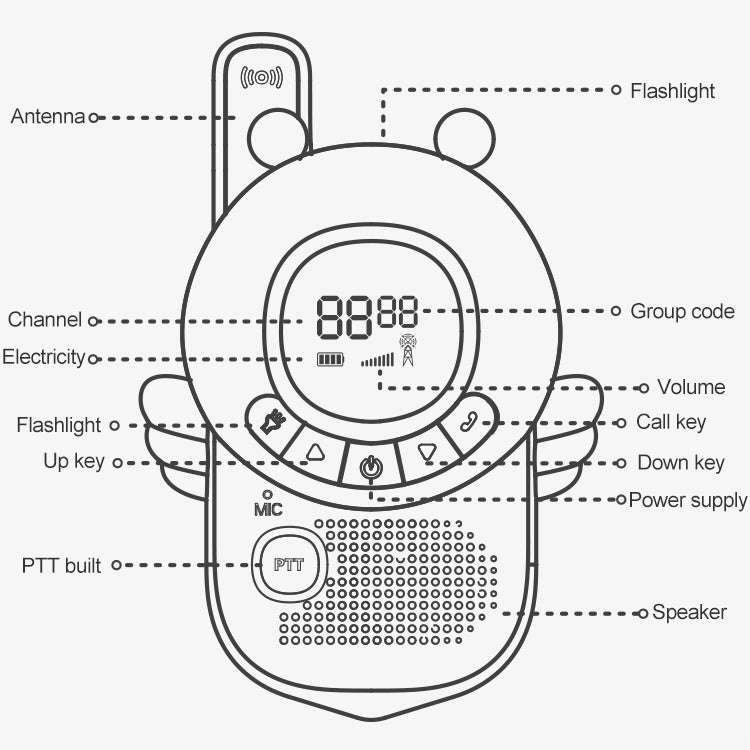 adj-847 Cartoon Bee-shaped Children Walkie-talkie Wireless 3km Call Outdoor Parent-child Interact...