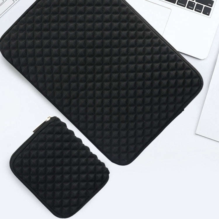 Diamond Texture Laptop Power Bag, Size: 16 x 13 x 1.5cm (Black)