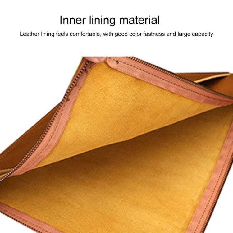Universal Genuine Leather Business Zipper Laptop Tablet Bag For 15 inch and Below(Coffee)
