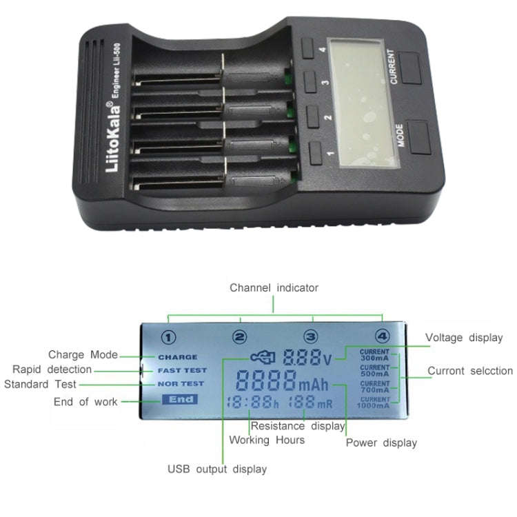 LiitoKala lii-500 Lithium Battery Charger for Li-ion IMR 18650, 26650, 16340, 14500, 10440, 18500...