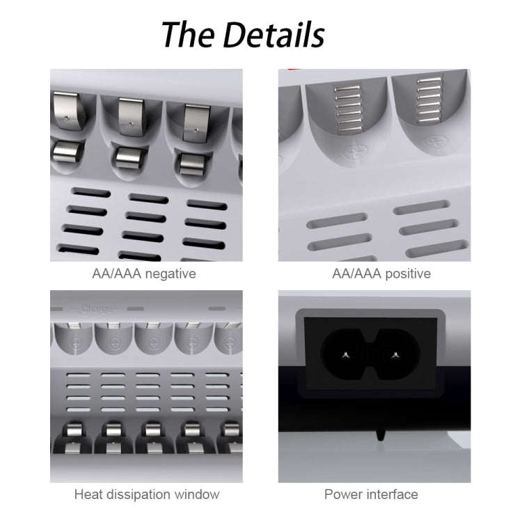 100-240V 8 Slot Battery Charger for AA & AAA Battery, EU Plug