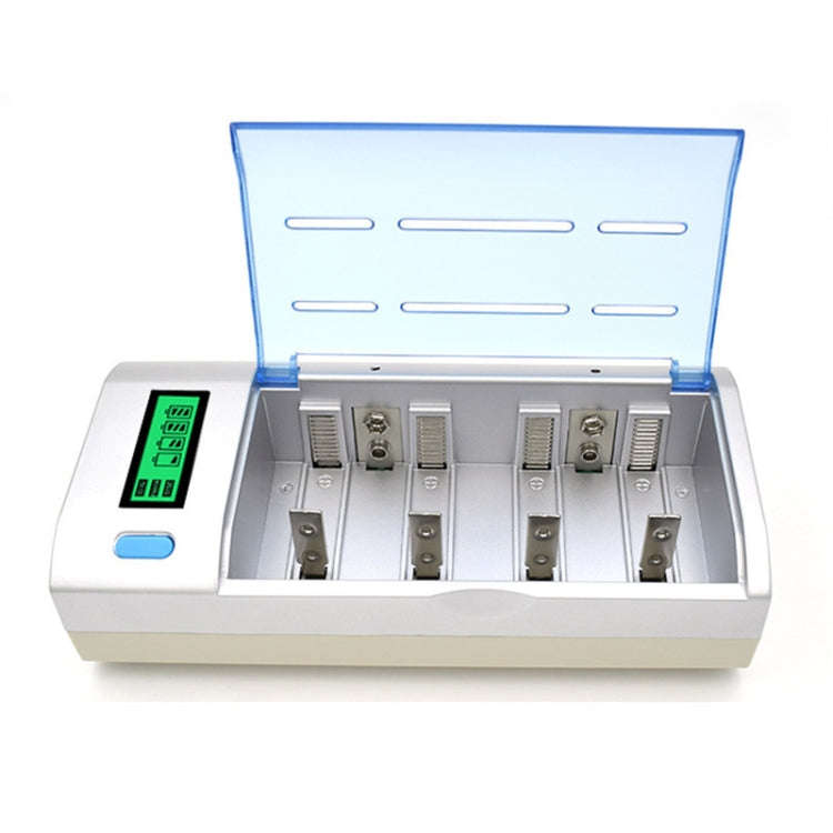 AC 100-240V 4 Slot Battery Charger for AA & AAA & C / D Size Battery, with LCD Display, EU Plug