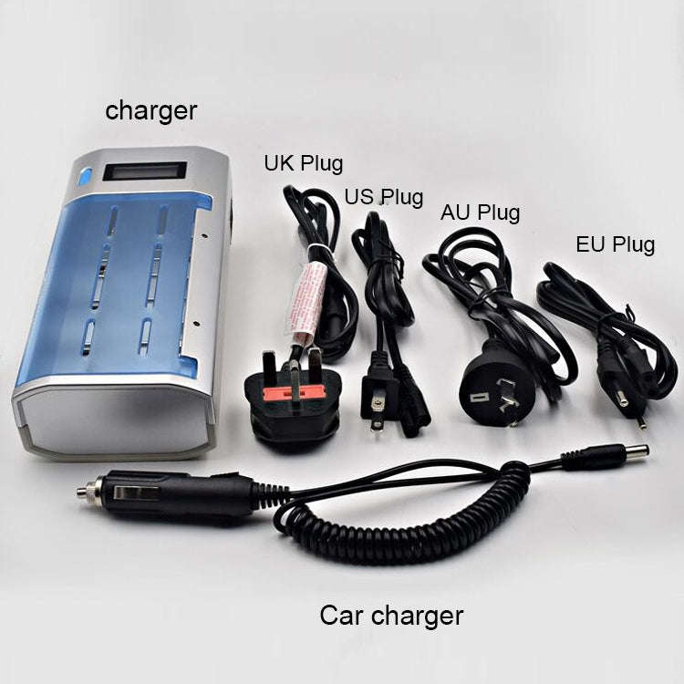 AC 100-240V 4 Slot Battery Charger for AA & AAA & C / D Size Battery, with LCD Display, EU Plug