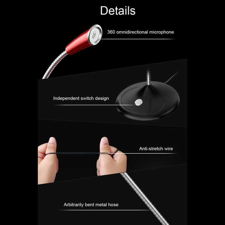 BK Desktop Gooseneck Adjustable USB Wired Audio Microphone, Built-in Sound Card, Compatible with ...
