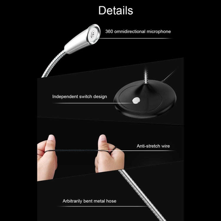 BK Desktop Gooseneck Adjustable USB Wired Audio Microphone, Built-in Sound Card, Compatible with ...