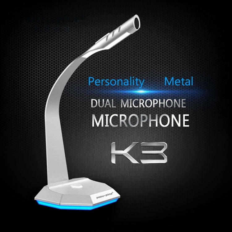 K3 Desktop Metal Base Omnidirectional 3.5mm Plug Wired Mic Condenser Microphone, Compatible with ...