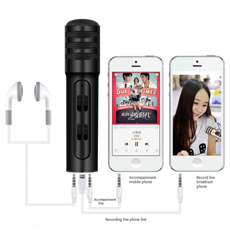 BGN-C7 Condenser Microphone Dual Mobile Phone Karaoke Live Singing Microphone Built-in Sound Card...