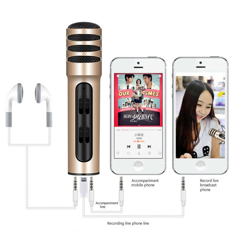 BGN-C7 Condenser Microphone Dual Mobile Phone Karaoke Live Singing Microphone Built-in Sound Card...