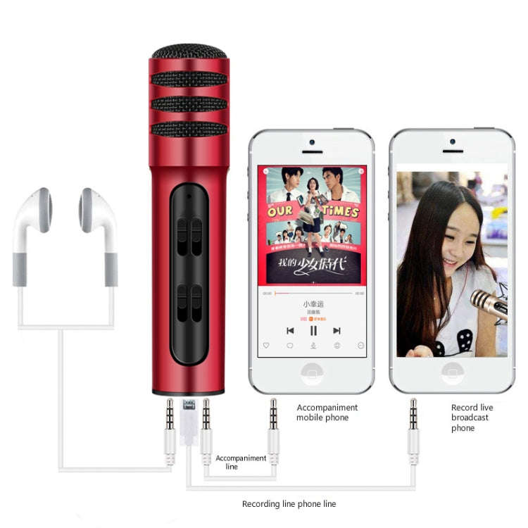 BGN-C7 Condenser Microphone Dual Mobile Phone Karaoke Live Singing Microphone Built-in Sound Card...
