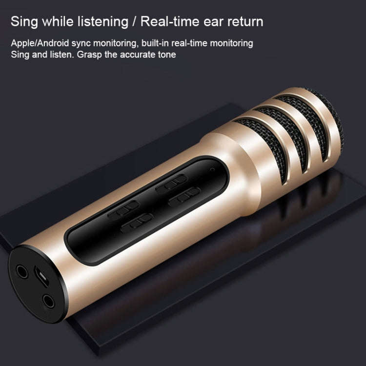 BGN-C7 Condenser Microphone Dual Mobile Phone Karaoke Live Singing Microphone Built-in Sound Card...