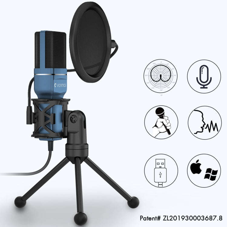 Yanmai SF-777 1.4m Computer Game Recording Condenser Microphone with Pop Filter & Tripod Stand (B...
