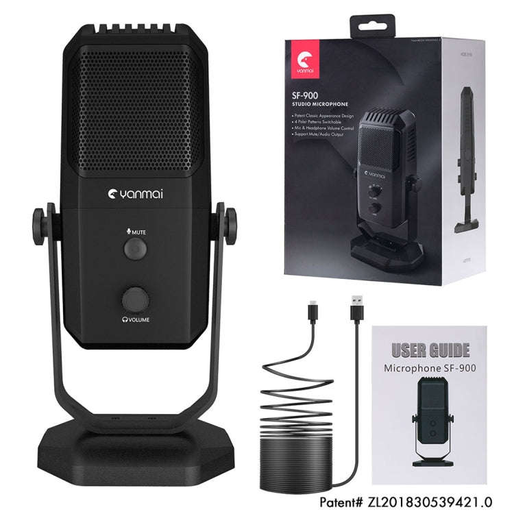 Yanmai SF-900 Multi-function Four Directivity Studio Recording Condenser Microphone with Desktop ...