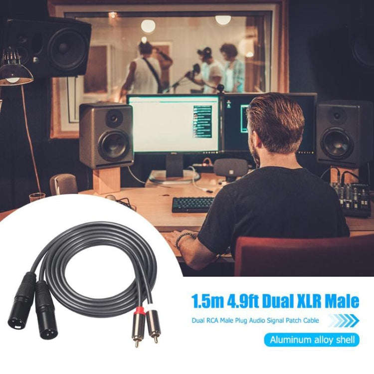 366119-15 2 RCA Male to 2 XLR 3 Pin Male Audio Cable, Length: 1.5m