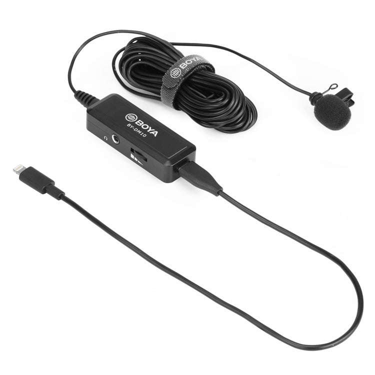 BOYA BY-DM10 USB / 8 Pin Plug Broadcast Lavalier Microphone with Windscreen, Cable Length: 6m(Black)