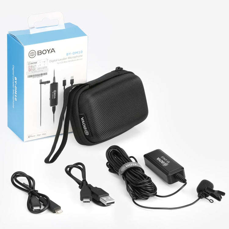 BOYA BY-DM10 USB / 8 Pin Plug Broadcast Lavalier Microphone with Windscreen, Cable Length: 6m(Black)
