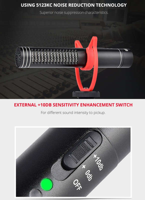 YELANGU YLG9930B MIC05 Professional Interview Condenser Video Shotgun Microphone with 3.5mm Audio...