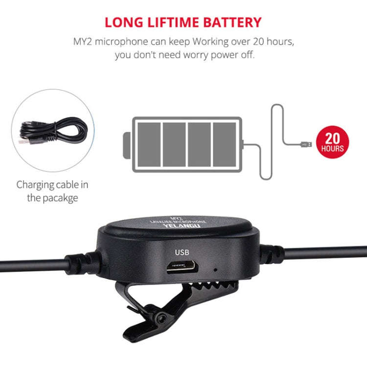 YELANGU YLG9926B MY2 Mini Lavalier Microphone for Mobile Phones / Tablets /  Digital Cameras (Black)