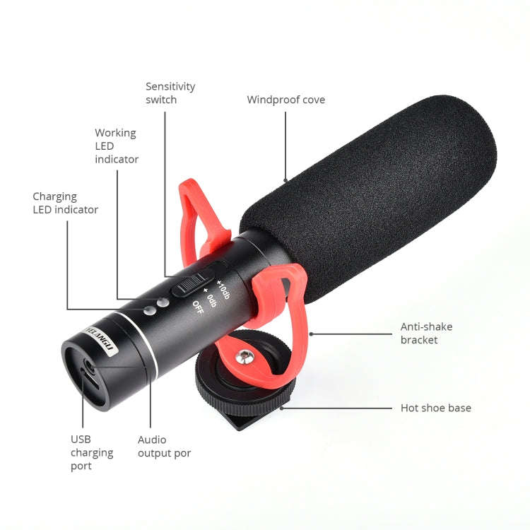 YELANGU MIC015 Professional Interview Condenser Video Shotgun Microphone with 3.5mm Audio Cable f...