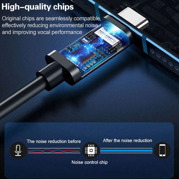 YICHUANG YC-LM10 USB-C / Type-C Intelligent Noise Reduction Condenser Lavalier Microphone, Cable ...