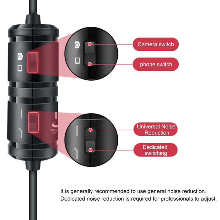YICHUANG YC-VM20 3.5mm Port Video Recording Omnidirectional Lavalier Microphone, Cable Length: 6m