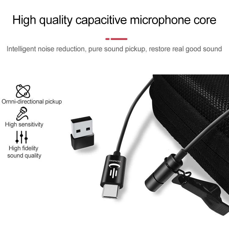 YICHUANG YC-VM30 USB-C / Type-C Dual Modes Lavalier Recording Microphone, Cable Length: 6m
