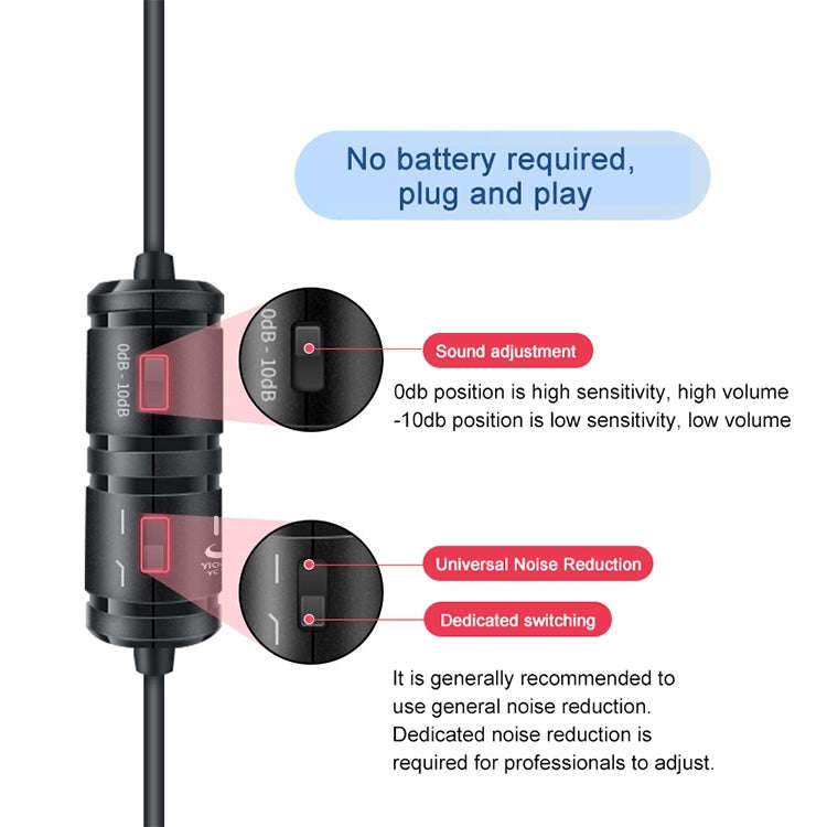 YICHUANG YC-VM40 8 Pin Port Dual Modes Lavalier Recording Microphone, Cable Length: 6m
