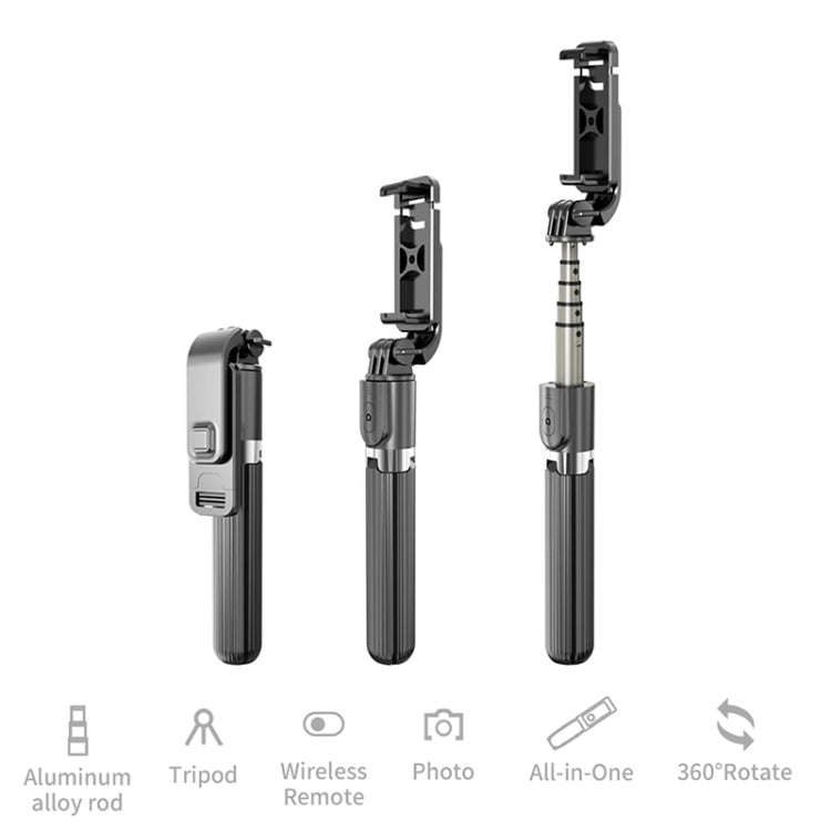 L03 Aluminum Alloy Foldable Bluetooth Tripod Selfie Stick (Black)