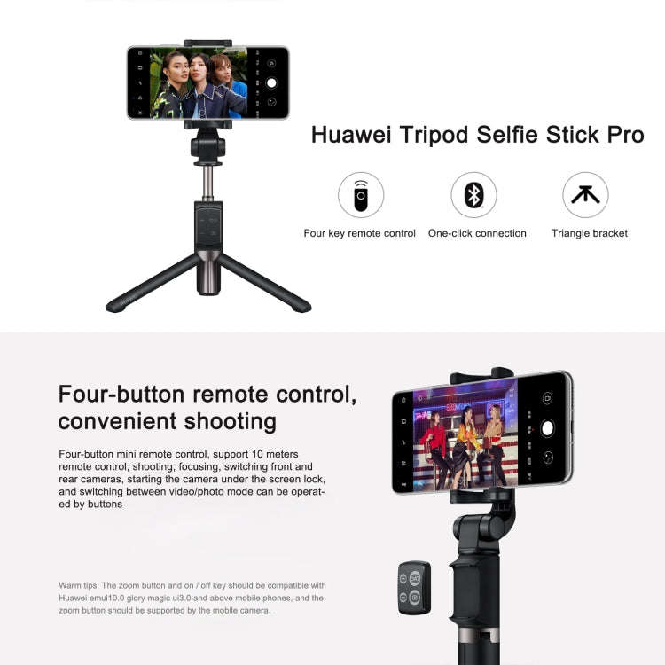 Original Huawei Wireless Bluetooth Tripod Self Timer Selfie Stick (Black)