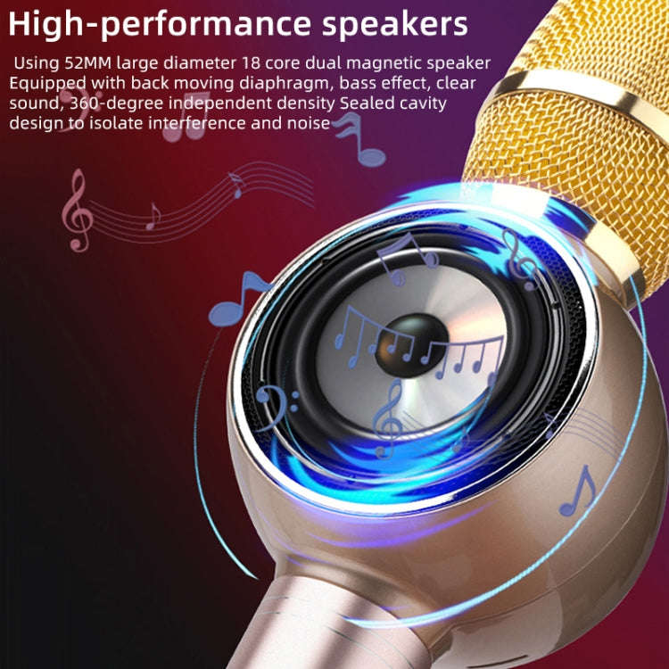 K2 Bluetooth 5.0 Karaoke Live Colorful Lights Wireless Bluetooth Microphone (Rose Gold)