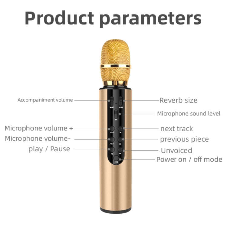 K3 Bluetooth 5.0 Karaoke Live Stereo Sound Wireless Bluetooth Condenser Microphone (Gold)