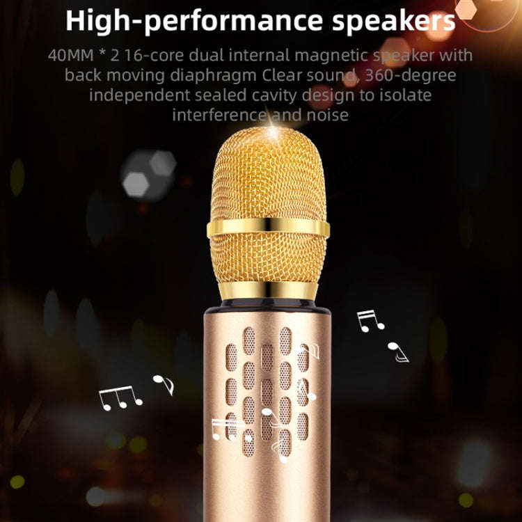 K3 Bluetooth 5.0 Karaoke Live Stereo Sound Wireless Bluetooth Condenser Microphone (Gold)