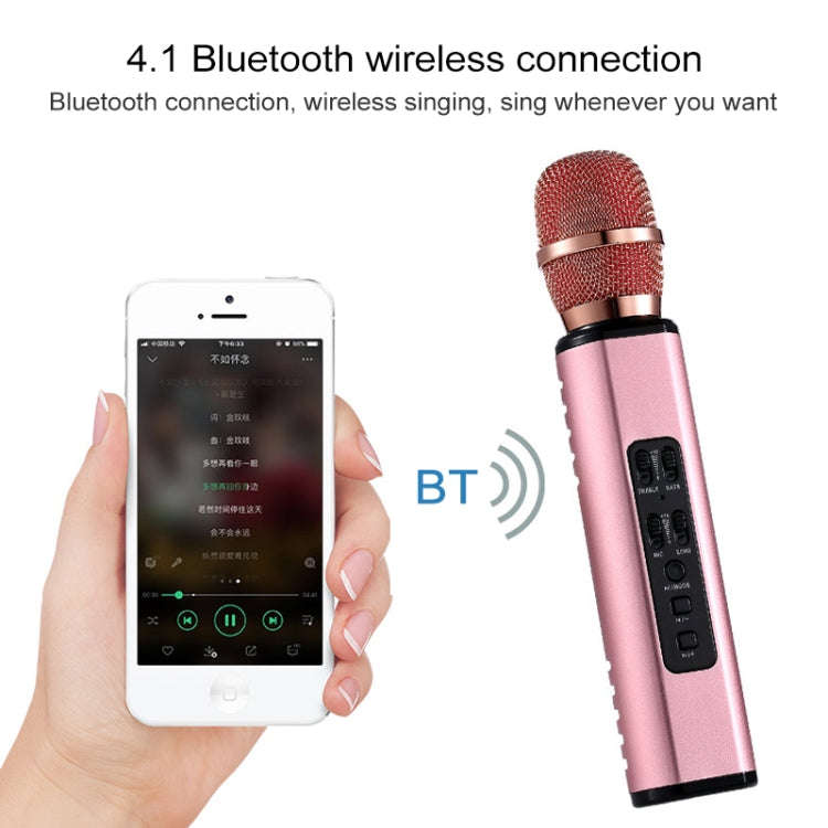 K6 Bluetooth 4.2 Karaoke Live Stereo Sound Wireless Bluetooth Condenser Microphone (Rose Gold)