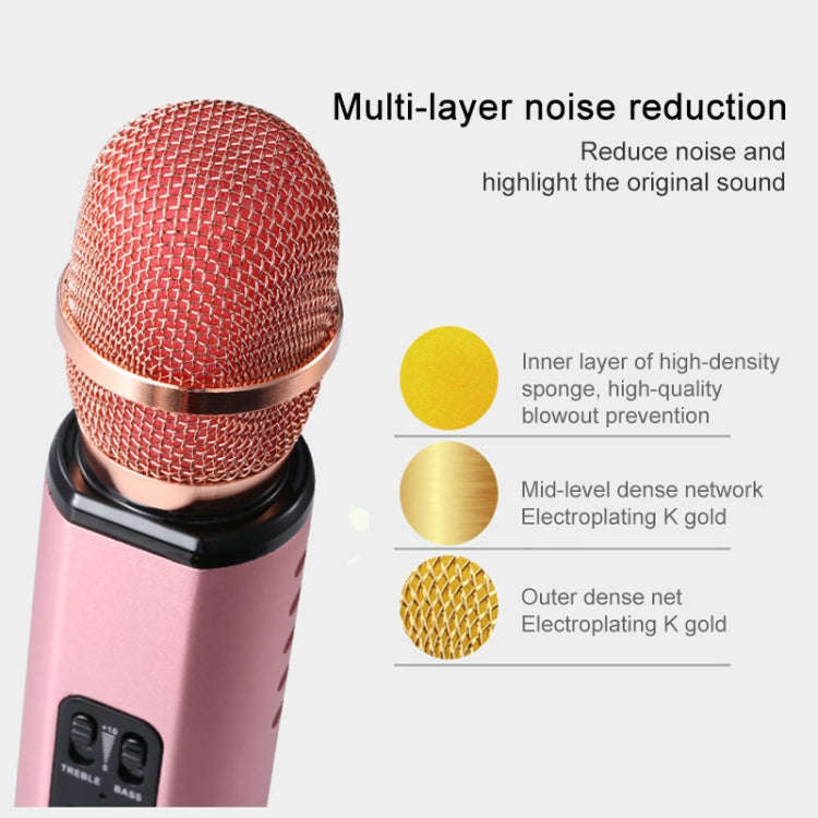 K6 Bluetooth 4.2 Karaoke Live Stereo Sound Wireless Bluetooth Condenser Microphone (Rose Gold)
